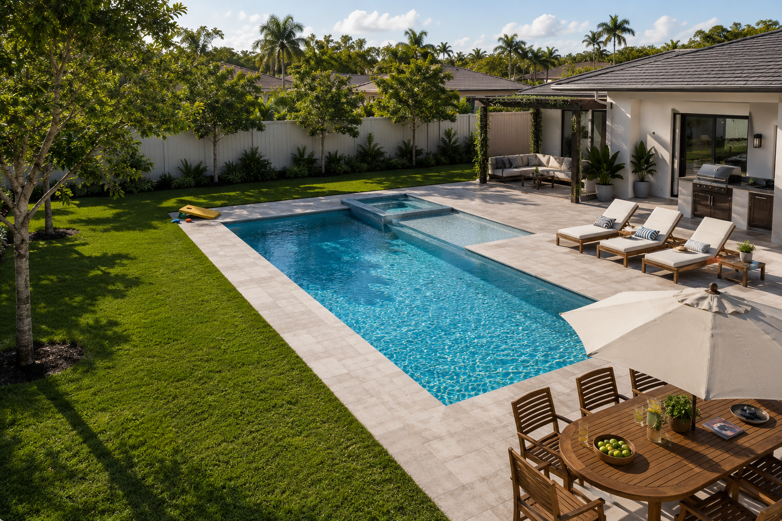 The Entertainer pool with bench seating